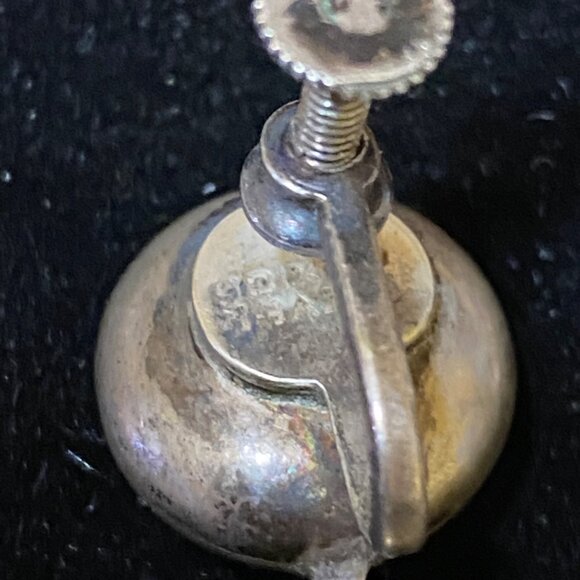 1.5" x .75" Vintage Sterling Silver Mexico Dangle Pierced Earrings - Picture 6 of 10